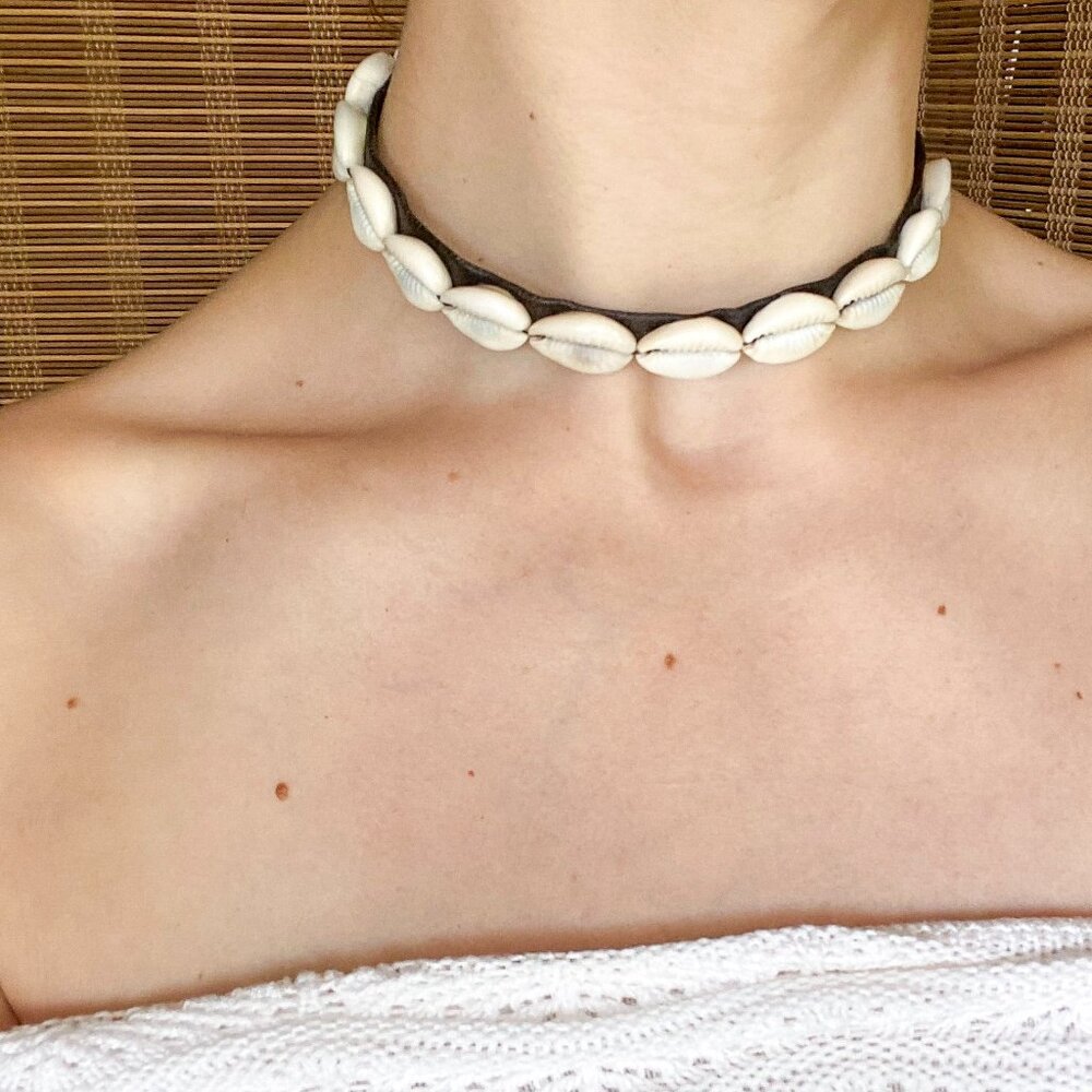 🍂 Y2K Vintage Beach Boho Cowrie Shell Choker Necklace